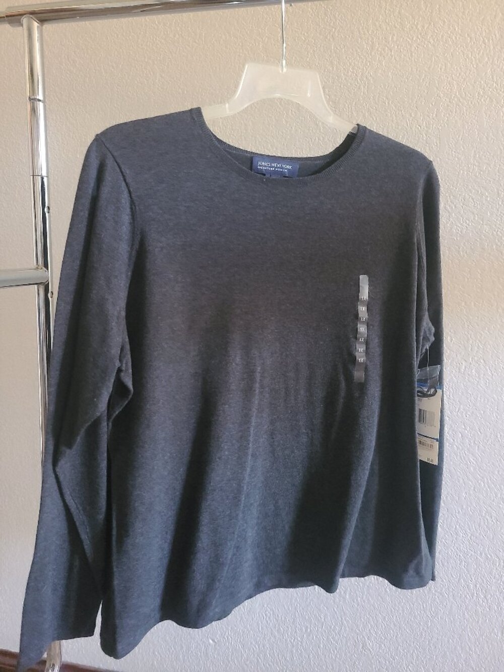Jones New York Signature Charcoal Gray Knit Sweater Top NWT